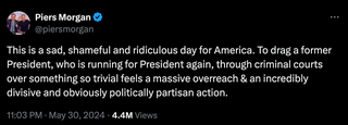 Piers Morgan mécontent du verdict de culpabilité de Trump